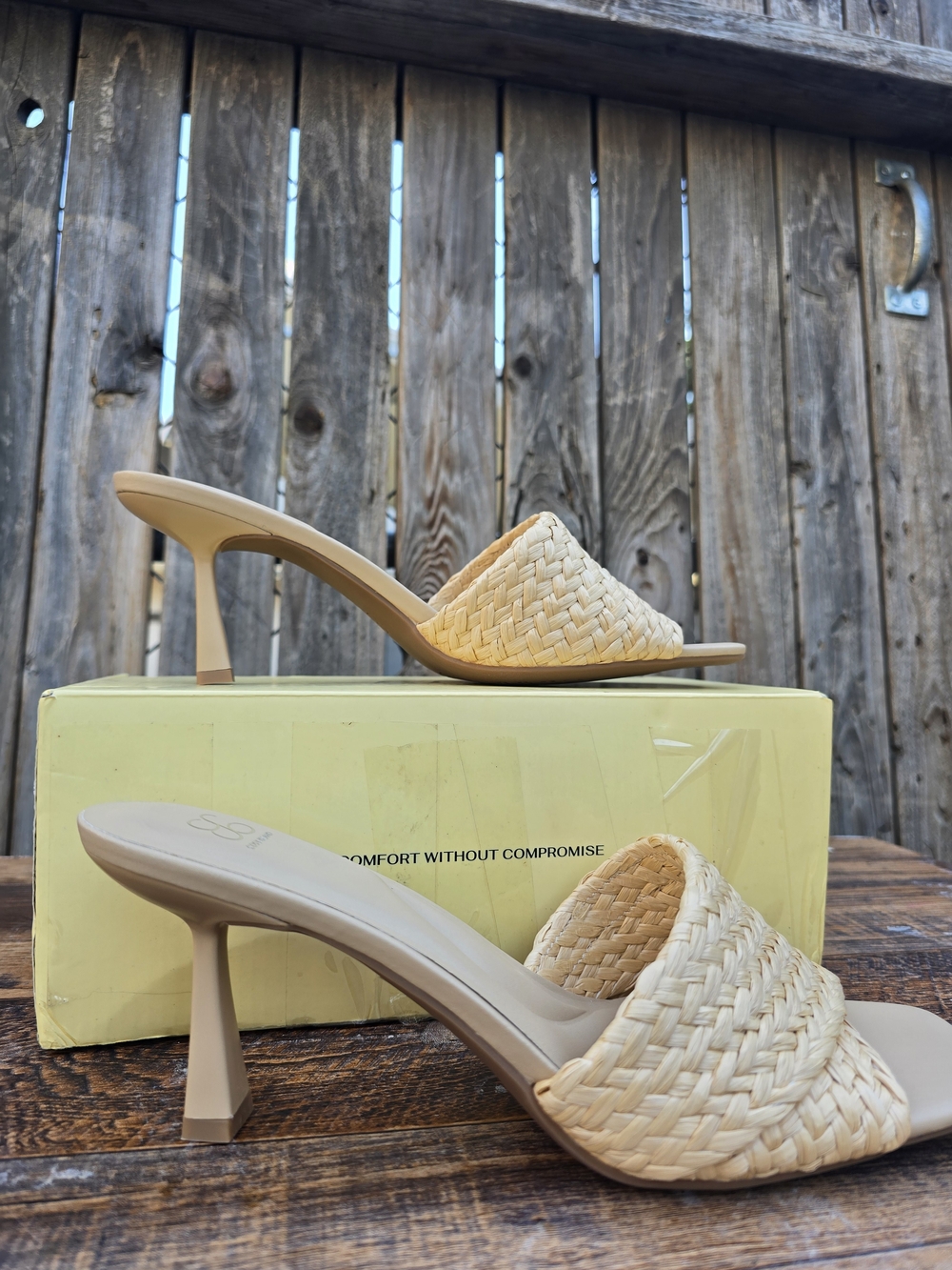Cosy Island braided slide sandals woven straw texture and square toe Size 9.5